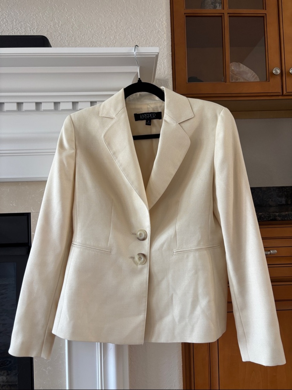 Kasper Cream Tailored Two-Button Blazer